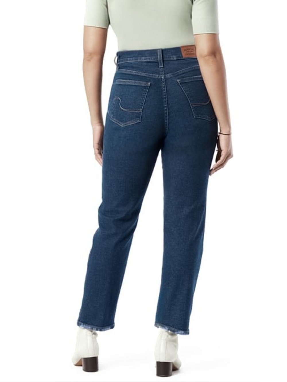 Levi’s Signature Heritage High Rise Straight Ankle Jeans Distressed Dark Wash